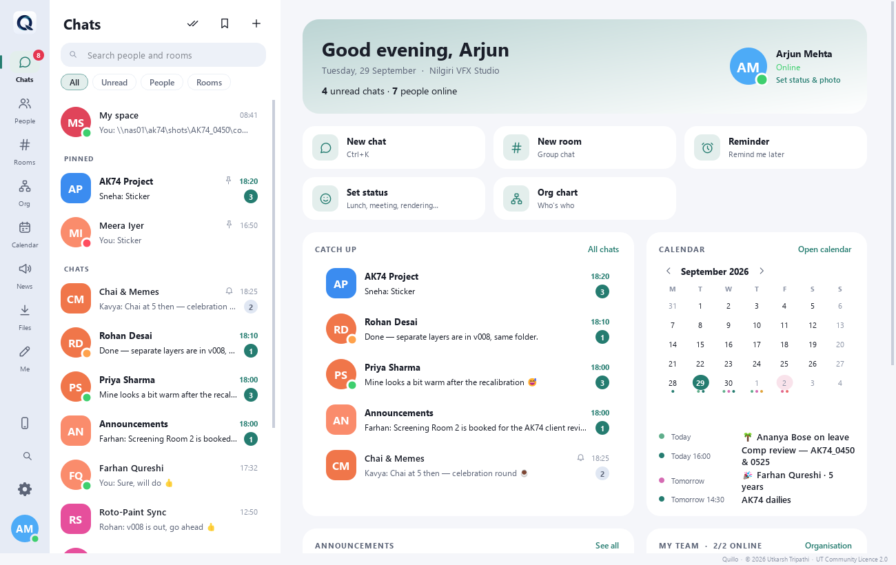 The Home page in the light theme