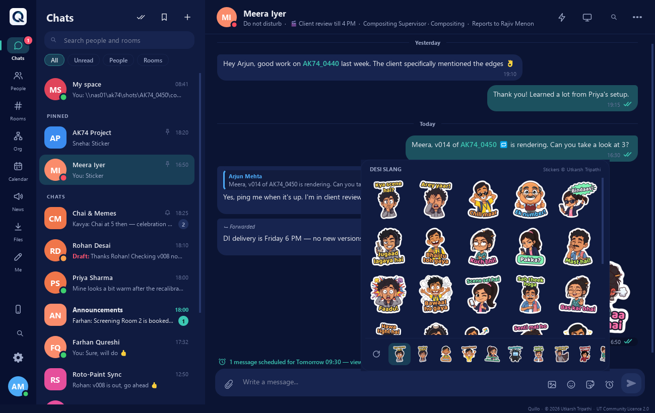 The sticker picker with Quillo's own sticker packs